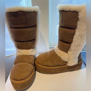 Ugg suede puffer boots